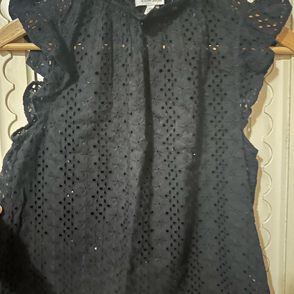 Elegant Black Eyelet Women's Top